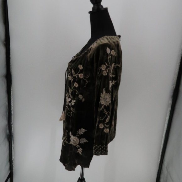 JOHNNY WAS Millie Velvet Peasant Blouse - Size Medium - Picture 5 of 10